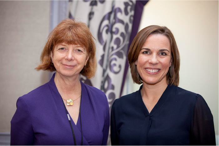 From left to right, Ruth McKernan CBE, Chief Executive, Innovate UK with Claire Williams, Deputy Team Principal of the Williams Formula One team.